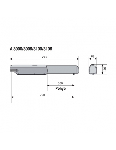 Pohon CAME ATI-3000 set pre 1-krídlovú bránu (max. 3 m)