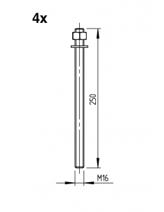Kotviaca sada k vozíkom samonosnej brány M16x250 2