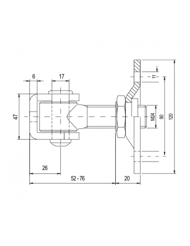 RollingCenter® Nastaviteľný pánt s platňou, CR24P