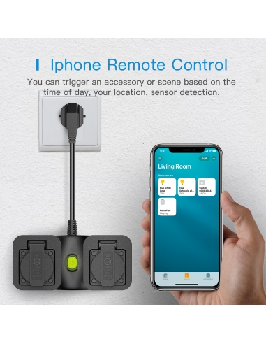 Meross vonkajšia inteligentná Wi-Fi 2-zásuvka, Apple HomeKit