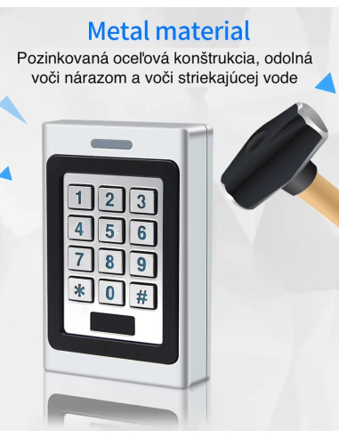Oceľová kódovacia klávesnica s RFID čítačkou, 2-relé