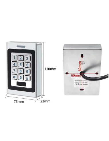 Oceľová kódovacia klávesnica s RFID čítačkou, 2-relé