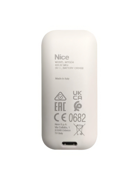 NICE MYGO4 4-kanálový diaľkový ovládač 433 MHz, plávajúci kód O-Code
