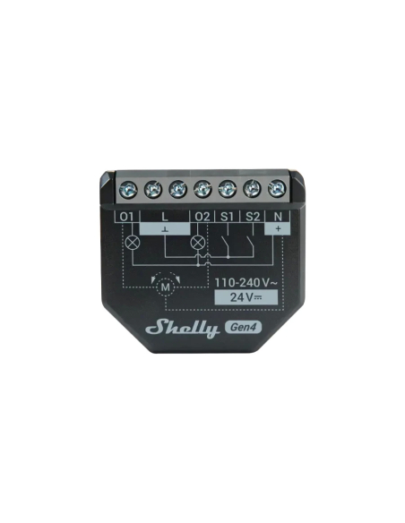 Shelly 2PM Gen4 - spínací modul s meraním spotreby 2x 10A (WiFi, Bluetooth, Zigbee, Matter)