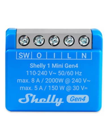 Shelly 1 Mini Gen4 spínací modul 1x 8A (WiFi, Bluetooth, Zigbee, Matter)