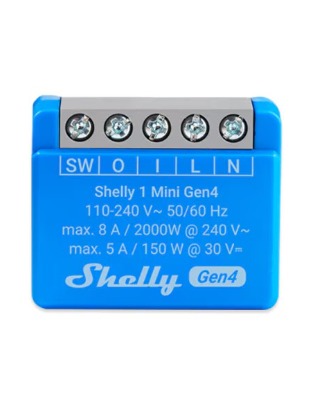 Shelly 1 Mini Gen4 spínací modul 1x 8A (WiFi, Bluetooth, Zigbee, Matter)